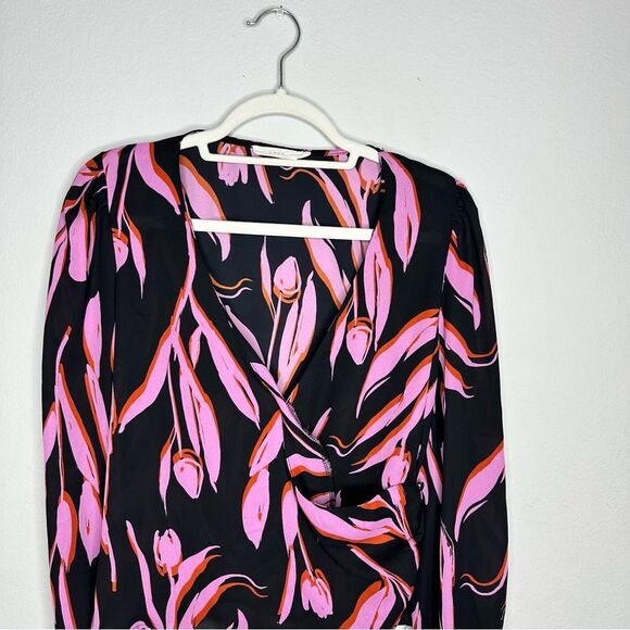 EUC Lush Black Printed Boho Chiffon Top Medium - Picture 2 of 4